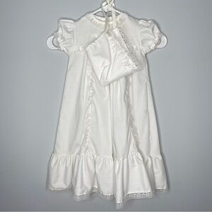 Girls Alexis vintage style christening baptism dress and bonnet